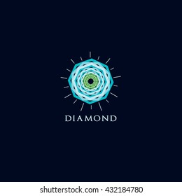 Diamond logo, Crushing abstract pattern. Colorful precious stone logotype.