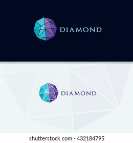 Diamond logo, Crushing abstract pattern. Colorful precious stone logotype.