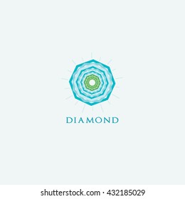 Diamond logo, Crushing abstract pattern. Colorful precious stone logotype.