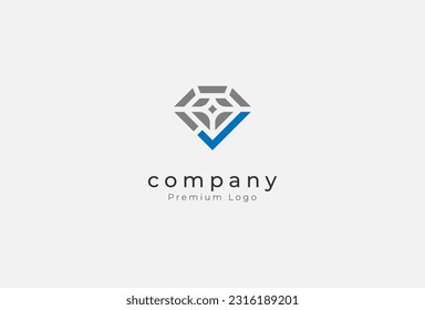 Diseño de logotipos de diamantes, combinación de marcas de verificación, utilizable para joyería, moda y logotipos de la empresa, ilustración vectorial