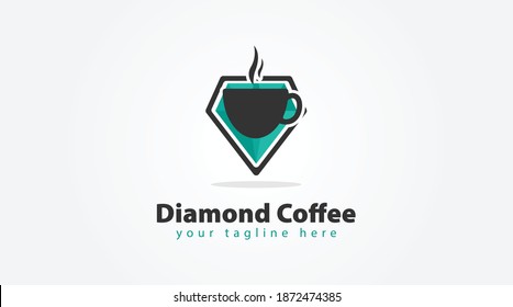 Diamond logo design combined with coffee cup. You can use it for coffee logos for luxury. Vector