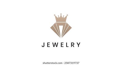 Diamond logo design with crown vector icon
