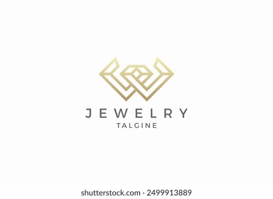 Diamond logo design, diamonds form the letter W, jewelry logo design template design, vector illustration