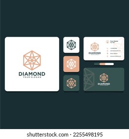 diamond logo design with line art and jewels