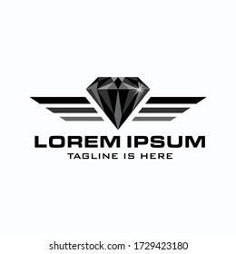 El diseño del logo del diamante con un concepto de arte de popa bajo en color oscuro, y hay tres líneas a su lado.