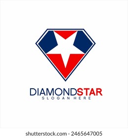 Diamond logo design with pentagram stars.