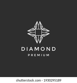 Plantilla de la prima de diseño del logotipo de diamantes sobre fondo negro