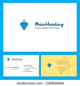 Diamond  Logo design with Tagline and Front and Back Busienss Card Template. Vector Creative Design