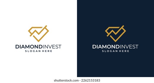 Plantilla de diseño de logotipo de diamante con líneas y diseño de inversión ilustración vectorial analítica. icono, símbolo, creativo.