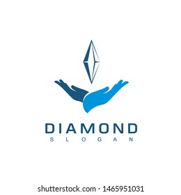 Diamond Logo Design Vector Isolated On White Background With Hand Symbol