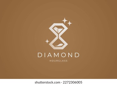Diamond Logo with hourglass combination logo design, flat design logo template, vector illustration