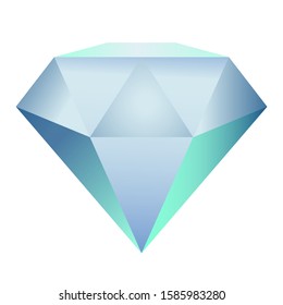 Diamond logo, icon. Crystal, gem sign. Classic blue and aqua menthe diamond symbol. Design element for jewelry shop. Colorful vector illustration of gem isolated on white background