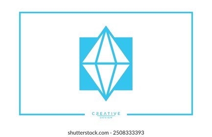  Diamond logo icon for logo design. Blue diamond symbol.