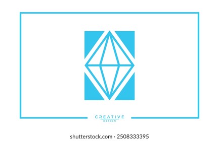  Diamond logo icon for logo design. Blue diamond symbol.