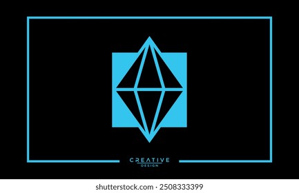  Diamond logo icon for logo design. Blue diamond symbol.