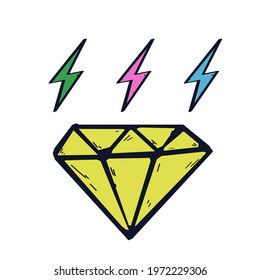 Diamond logo icon sign Lightning symbol Cartoon design