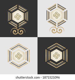 Diamond logo icon, vector diamond jewellery icon, company name logotype, gold 