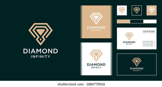 Diamond logo with infinite line art style and business card design
