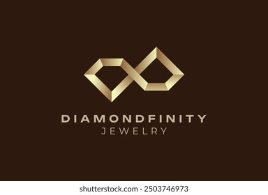 Diamond logo, infinity with diamond combination, usable for brand and company logos, jewelry logo design template element, vector illustration