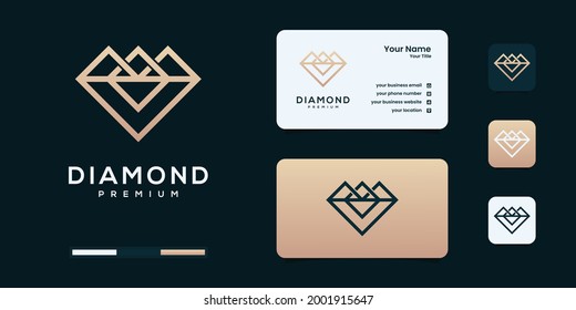 Diamond logo with infinity outline art style logo design templates