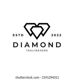 diamond logo jewelry line art vector icon illustration design