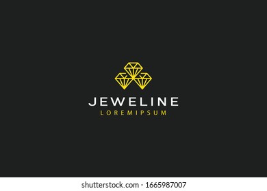 Diamond logo. Jewelry logo. Vector line icon template