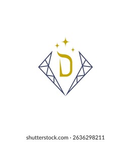 diamond logo with letter D in flat design style