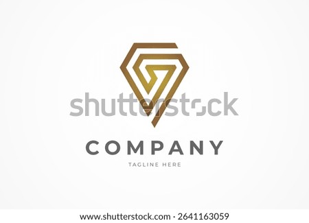 Diamond Logo, Letter G forming a diamond in monoline style, vector illustration