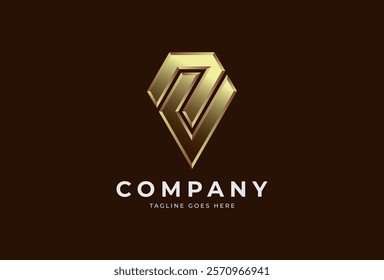 Diamond logo, letter NU forming diamond shape, usable for brand and company logos, jewelry logo design template element, vector illustration