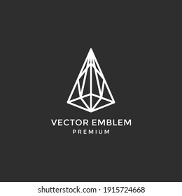 diamond logo line art illustration vector template premium quality on black background