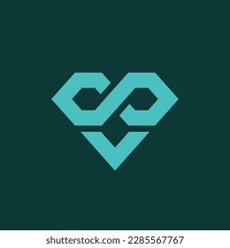 Logotipo de diamante con concepto de amor, concepto infinito