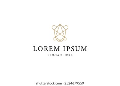 diamond logo in luxury gold color line art design style