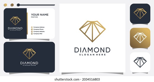 Diamond logo with modern creative line concept Premium Vector