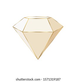 Diamond logo pattern. A diamond with facets of gold color on a white background. For jewelry stores and workshops.