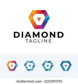 conjunto de iconos de conjunto de logotipos de diamantes