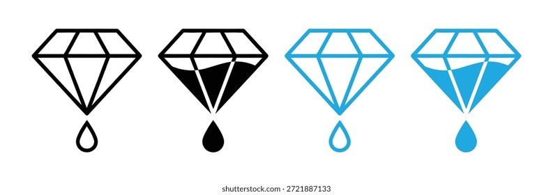 Diamant-Logo. Satz von Vektorsymbolen.  Luxussymbole. Abstrakte Schmucksteine einzeln auf Weiß. Blaue Kristalle. Verschiedene Formen von Diamantschliff. Design des Schmucklogos.