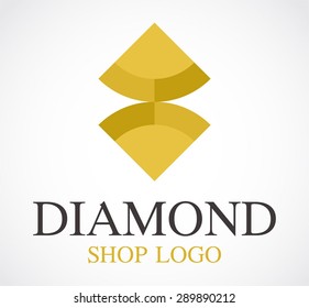 Diamond logo simple jewelry element gold vector design symbol shape icon template business company shop