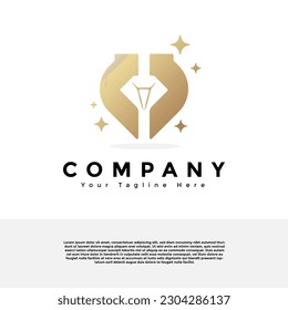 Logo de Diamond con el logo estrella destella diseño creativo vectorial. Vector de logotipo de degradado