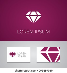 diamond logo template icon design elements with business card 