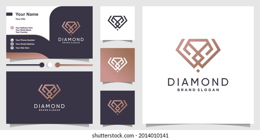 Diamond logo template with modern minimalist concept Premium Vector