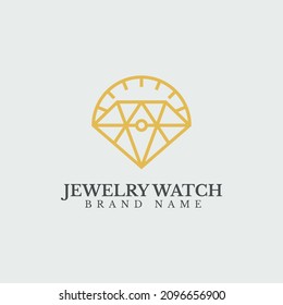 Diamond Logo Template Vector with clock, Perfect to use for jewelry shop, watch shop or related business and industries.