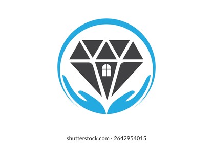 Diamond Logo Template vector icon illustration design and hand circle logo