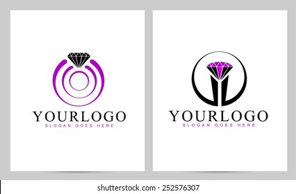 Diamond Logo Vector. Creative ring logo design with diamond stone on top