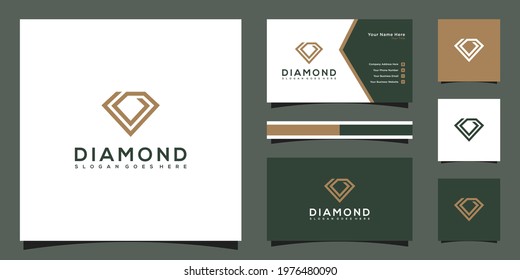 diamond logo vector designs mono line with business card