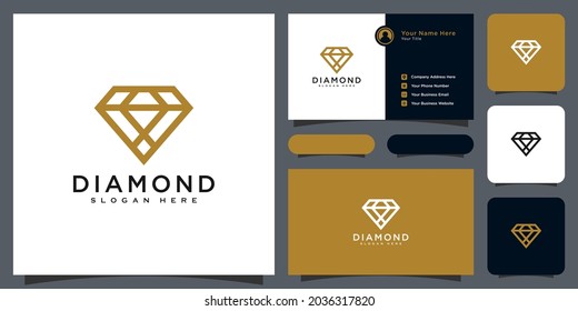 diamond logo vector designs mono line with business card