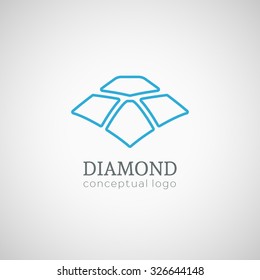 Diamond logo. Vector line art symbol