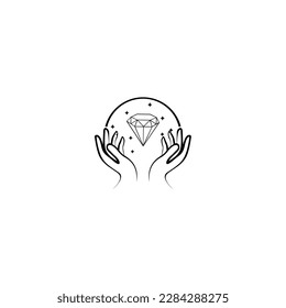 diamond logo vector template. symbol for cosmetics and packaging, jewellery, hand crafted or beauty products