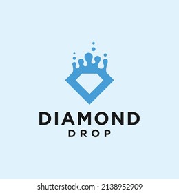 Diamond Logo With Water Drop Silhouette Vector Illustration Template