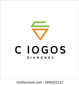 Diamond logos gold hexagon wedding invitation premarital c logo design vector ring engagement luxury abstract fashion jewelry boutique initials modern romance party line concept company store shop 