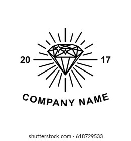 Diamond logotype concept. Black diamond outline icon for logo or illustration